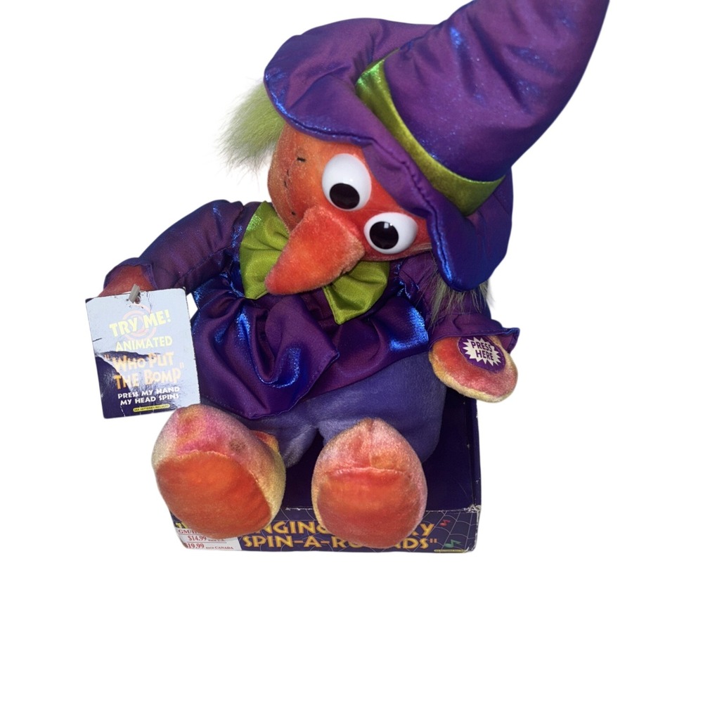 Vintage DanDee Sing Spooky Spin-Rounds Animated Halloween Witch Plush Decor RARE